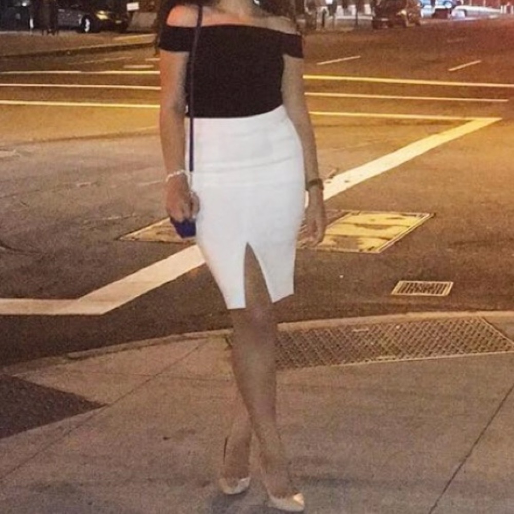 White Ever New pencil skirt with front middle slit